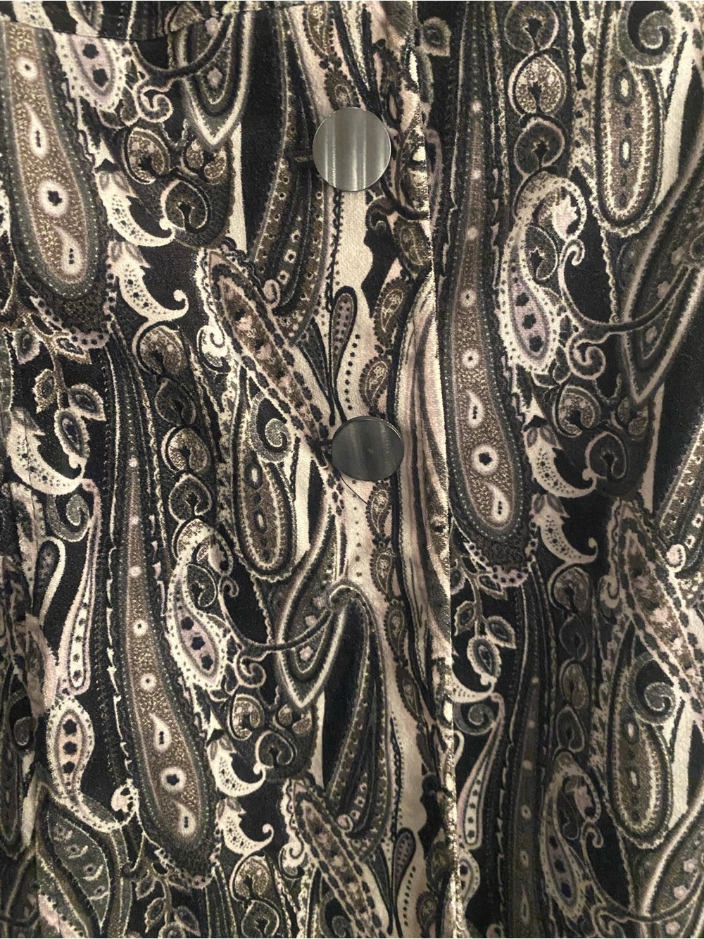 Bisou Bisou Black and Gray Paisley Long Coat - Picture 4 of 6